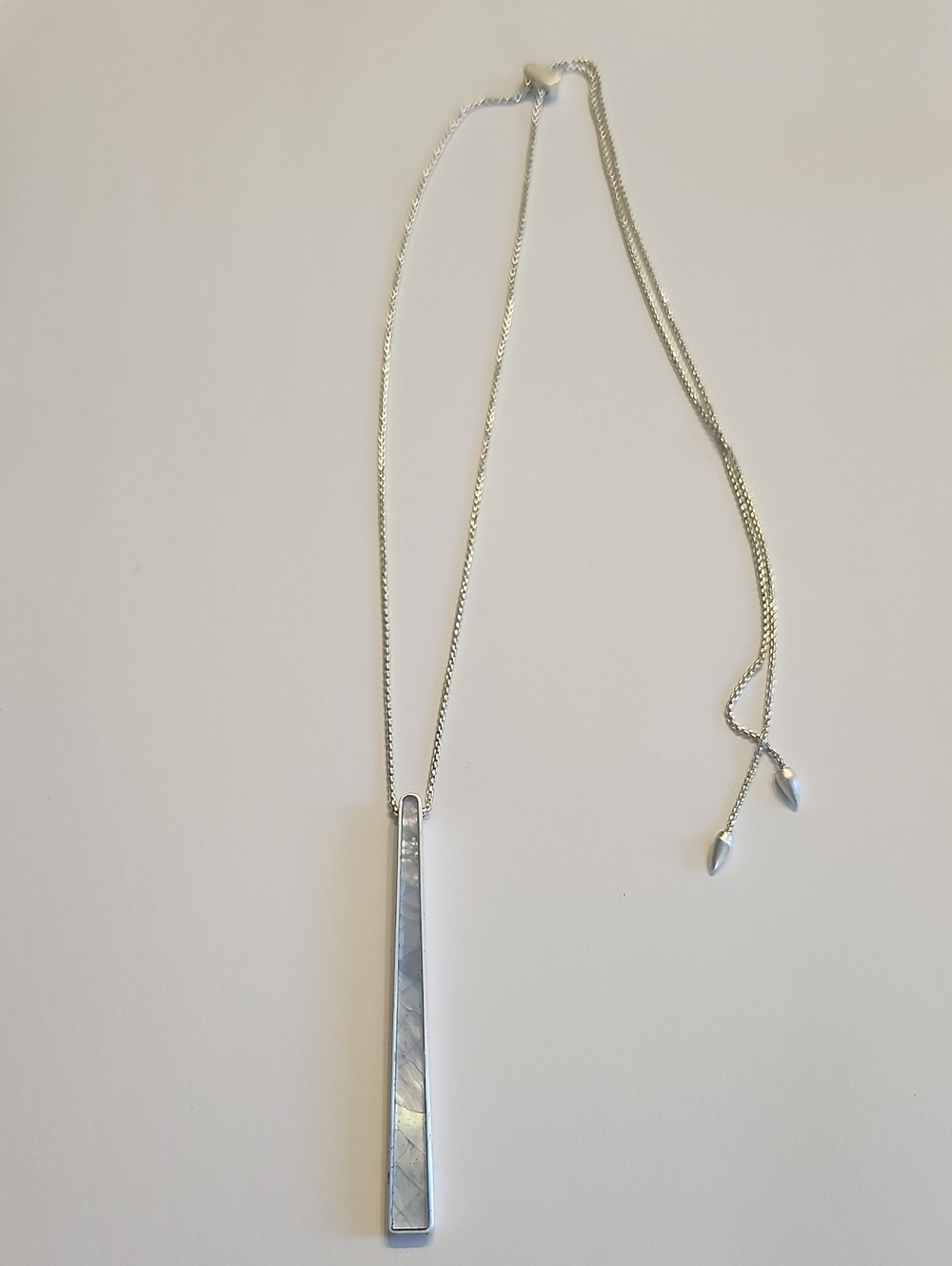 Kendra Scott Baleigh Silver Long Pendant Necklace In Sky Blue Illusion